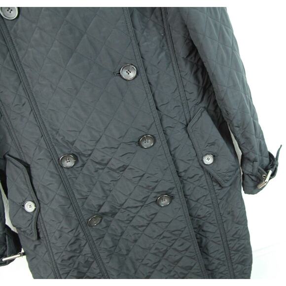 NO BELT Max Mara Weekend Black Quilted Women's Trench Coat US 12 - Picture 6 of 13